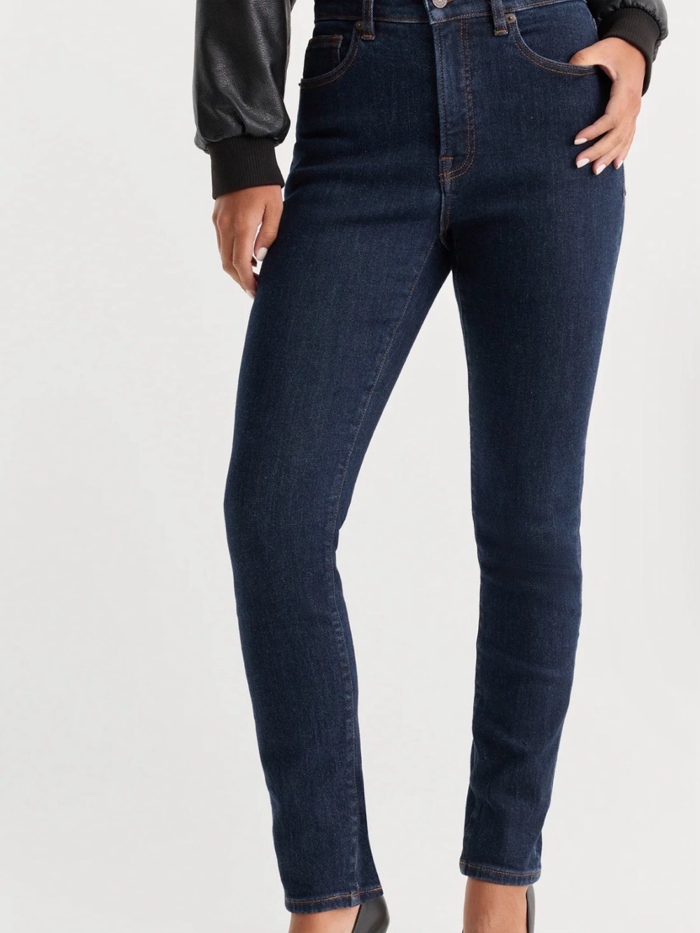 Good American Slim High-Rise Skinny Jeans in Dark Blue